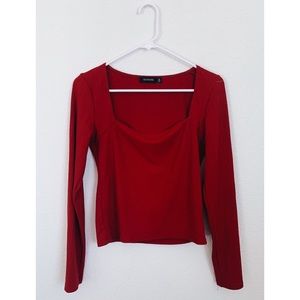 Red Squared Cut Top
